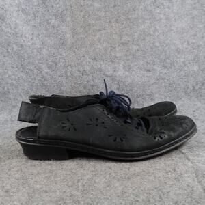 Rieker Shoes Womens 42 Slingback Closed Toe Lace Up Sandal Black Leather Comfort